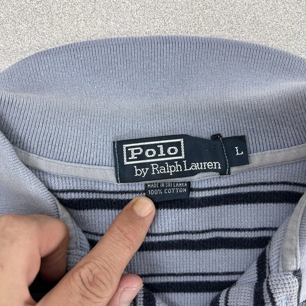 Polo by Ralph Lauren Polo Shirt‎ Mens Large Blue Striped Short Sleeve Pony Logo